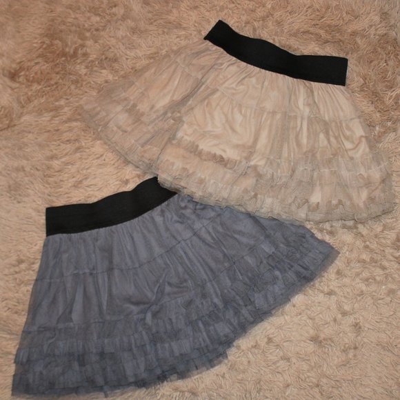 Tan & Grey Ruffle Skirts - Picture 1 of 5